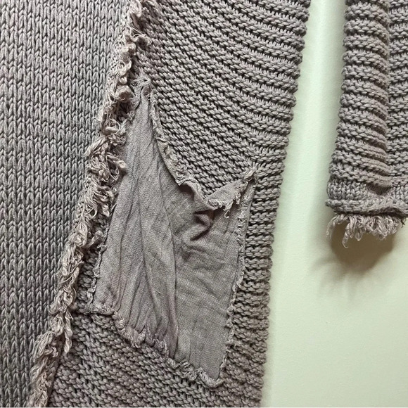 FREE PEOPLE Woodstock Boho Longlined Fringe Knit Pockets Cardigan - Picture 5 of 11